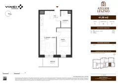 2 pokoje, mieszkanie 41,09 m², piętro 2, oferta nr 24, Atelier Leszno, Warszawa, Włochy, Młynów, ul. Leszno 17 A
