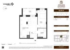 2 pokoje, mieszkanie 52,59 m², parter, oferta nr 3, Atelier Leszno, Warszawa, Włochy, Młynów, ul. Leszno 17 A