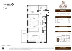 4 pokoje, mieszkanie 75,02 m², piętro 1, oferta nr 8, Atelier Leszno, Warszawa, Włochy, Młynów, ul. Leszno 17 A