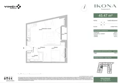 2 pokoje, mieszkanie 45,75 m², piętro 1, oferta nr M001, IKONA Światowida 5, Warszawa, Białołęka, Tarchomin, ul. Światowida 5