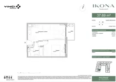 2 pokoje, mieszkanie 37,92 m², piętro 3, oferta nr M022, IKONA Światowida 5, Warszawa, Białołęka, Tarchomin, ul. Światowida 5