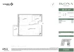 2 pokoje, mieszkanie 35,67 m², piętro 3, oferta nr M096, IKONA Światowida 5, Warszawa, Białołęka, Tarchomin, ul. Światowida 5