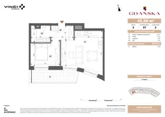 2 pokoje, apartament 45,50 m², piętro 3, oferta nr A.3.37, Gdańska 5, Warszawa, Żoliborz, Marymont, ul. Gdańska 5