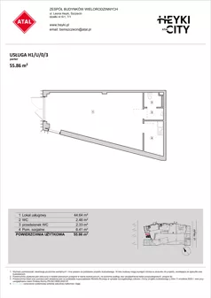 Lokal użytkowy 55,86 m², oferta nr H1-U-0-3, Heyki City ATAL - lokale użytkowe, Szczecin, Prawobrzeże, Międzyodrze, ul. Leona Heyki