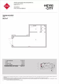 Lokal użytkowy 64,27 m², oferta nr H1-U-0-2, Heyki City ATAL - lokale użytkowe, Szczecin, Prawobrzeże, Międzyodrze, ul. Leona Heyki