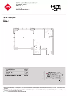 Lokal użytkowy 70,51 m², oferta nr H1-U-1-3, Heyki City ATAL - lokale użytkowe, Szczecin, Prawobrzeże, Międzyodrze, ul. Leona Heyki