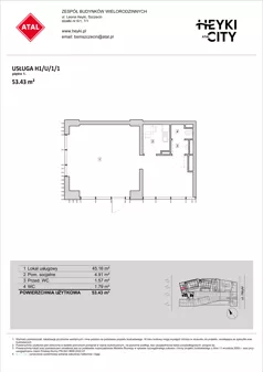 Lokal użytkowy 53,43 m², oferta nr H1-U-1-1, Heyki City ATAL - lokale użytkowe, Szczecin, Prawobrzeże, Międzyodrze, ul. Leona Heyki