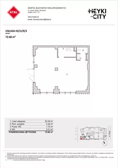 Lokal użytkowy 72,68 m², oferta nr H2-U-0-3, Heyki City ATAL - lokale użytkowe, Szczecin, Prawobrzeże, Międzyodrze, ul. Leona Heyki