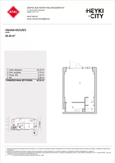 Lokal użytkowy 42,24 m², oferta nr H2-U-0-1, Heyki City ATAL - lokale użytkowe, Szczecin, Prawobrzeże, Międzyodrze, ul. Leona Heyki