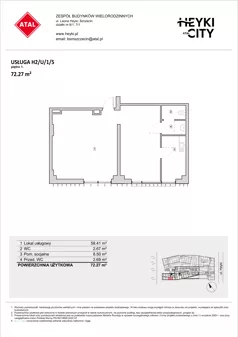 Lokal użytkowy 72,27 m², oferta nr H2-U-1-5, Heyki City ATAL - lokale użytkowe, Szczecin, Prawobrzeże, Międzyodrze, ul. Leona Heyki