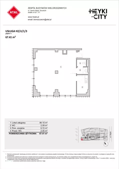 Lokal użytkowy 67,41 m², oferta nr H2-U-1-3, Heyki City ATAL - lokale użytkowe, Szczecin, Prawobrzeże, Międzyodrze, ul. Leona Heyki