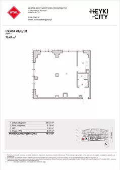 Lokal użytkowy 70,47 m², oferta nr H2-U-1-2, Heyki City ATAL - lokale użytkowe, Szczecin, Prawobrzeże, Międzyodrze, ul. Leona Heyki