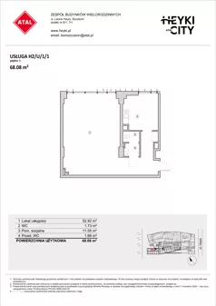 Lokal użytkowy 68,08 m², oferta nr H2-U-1-1, Heyki City ATAL - lokale użytkowe, Szczecin, Prawobrzeże, Międzyodrze, ul. Leona Heyki