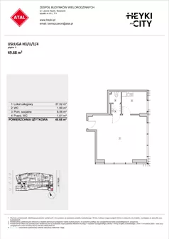 Lokal użytkowy 49,27 m², oferta nr H3-U-1-4, Heyki City ATAL - lokale użytkowe, Szczecin, Prawobrzeże, Międzyodrze, ul. Leona Heyki