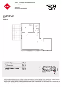 Lokal użytkowy 63,10 m², oferta nr H3-U-1-3, Heyki City ATAL - lokale użytkowe, Szczecin, Prawobrzeże, Międzyodrze, ul. Leona Heyki