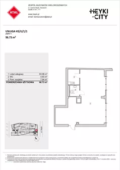 Lokal użytkowy 96,73 m², oferta nr H3-U-1-1, Heyki City ATAL - lokale użytkowe, Szczecin, Prawobrzeże, Międzyodrze, ul. Leona Heyki