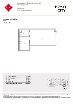 Lokal użytkowy 46,28 m², oferta nr H3-U-0-3, Heyki City ATAL - lokale użytkowe, Szczecin, Prawobrzeże, Międzyodrze, ul. Leona Heyki
