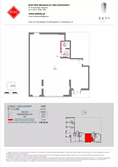 Lokal użytkowy 178,18 m², oferta nr b.1.0.ub6, ATAL SKY+ II - lokale użytkowe, Katowice, Wełnowiec-Józefowiec, Wełnowiec, al. Wojciecha Korfantego 93-99