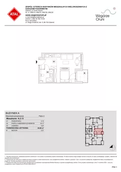 1 pokój, mieszkanie 30,89 m², piętro 2, oferta nr A.2.13, ATAL Wzgórze Oruni, Gdańsk, Orunia Górna-Gdańsk Południe, ul. Emilii Hoene