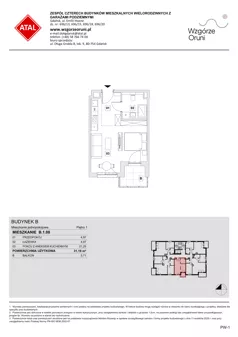 1 pokój, mieszkanie 31,19 m², piętro 1, oferta nr B.1.08, ATAL Wzgórze Oruni, Gdańsk, Orunia Górna-Gdańsk Południe, ul. Emilii Hoene