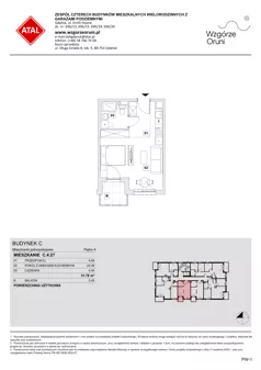 1 pokój, mieszkanie 31,78 m², piętro 4, oferta nr C.4.27, ATAL Wzgórze Oruni, Gdańsk, Orunia Górna-Gdańsk Południe, ul. Emilii Hoene
