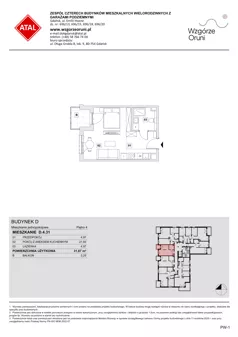 1 pokój, mieszkanie 31,88 m², piętro 4, oferta nr D.4.31, ATAL Wzgórze Oruni, Gdańsk, Orunia Górna-Gdańsk Południe, ul. Emilii Hoene
