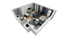 1 pokój, mieszkanie 43,39 m², piętro 4, oferta nr A1.4.34, ATAL Grabiszyn, Wrocław, Gajowice, Fabryczna, ul. Grochowa