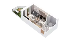 1 pokój, mieszkanie 25,08 m², parter, oferta nr 2.00.B05, Ogrody Andersa IV, Gliwice, Wojska Polskiego, ul. J. Sowińskiego