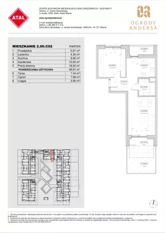 1 pokój, mieszkanie 49,91 m², parter, oferta nr 2.00.C02, Ogrody Andersa IV, Gliwice, Wojska Polskiego, ul. J. Sowińskiego