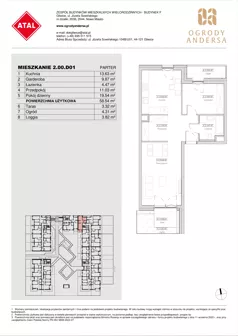 1 pokój, mieszkanie 58,54 m², parter, oferta nr 2.00.D01, Ogrody Andersa IV, Gliwice, Wojska Polskiego, ul. J. Sowińskiego