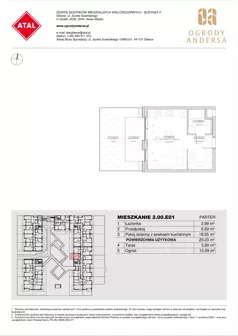 1 pokój, mieszkanie 29,23 m², parter, oferta nr 2.00.E01, Ogrody Andersa IV, Gliwice, Wojska Polskiego, ul. J. Sowińskiego
