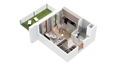 1 pokój, mieszkanie 29,23 m², parter, oferta nr 2.00.E01, Ogrody Andersa IV, Gliwice, Wojska Polskiego, ul. J. Sowińskiego