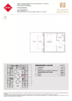 1 pokój, mieszkanie 29,97 m², parter, oferta nr 2.00.E02, Ogrody Andersa IV, Gliwice, Wojska Polskiego, ul. J. Sowińskiego