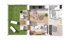 1 pokój, mieszkanie 29,97 m², parter, oferta nr 2.00.E02, Ogrody Andersa IV, Gliwice, Wojska Polskiego, ul. J. Sowińskiego