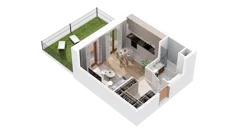 1 pokój, mieszkanie 29,97 m², parter, oferta nr 2.00.E02, Ogrody Andersa IV, Gliwice, Wojska Polskiego, ul. J. Sowińskiego