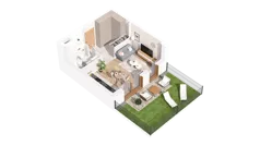 1 pokój, mieszkanie 29,97 m², parter, oferta nr 2.00.E02, Ogrody Andersa IV, Gliwice, Wojska Polskiego, ul. J. Sowińskiego