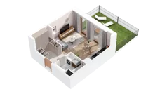 1 pokój, mieszkanie 29,97 m², parter, oferta nr 2.00.E02, Ogrody Andersa IV, Gliwice, Wojska Polskiego, ul. J. Sowińskiego