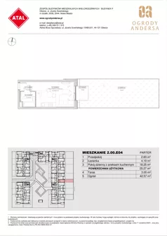 1 pokój, mieszkanie 25,31 m², piętro 1, oferta nr 2.01.B12, Ogrody Andersa IV, Gliwice, Wojska Polskiego, ul. J. Sowińskiego