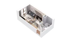 1 pokój, mieszkanie 25,31 m², piętro 1, oferta nr 2.01.B12, Ogrody Andersa IV, Gliwice, Wojska Polskiego, ul. J. Sowińskiego