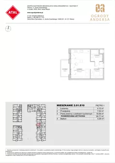 1 pokój, mieszkanie 29,77 m², piętro 1, oferta nr 2.01.E10, Ogrody Andersa IV, Gliwice, Wojska Polskiego, ul. J. Sowińskiego
