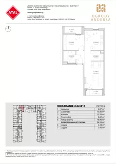 1 pokój, mieszkanie 54,26 m², piętro 2, oferta nr 2.02.B15, Ogrody Andersa IV, Gliwice, Wojska Polskiego, ul. J. Sowińskiego