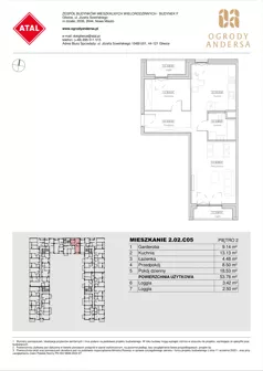 1 pokój, mieszkanie 53,78 m², piętro 2, oferta nr 2.02.C05, Ogrody Andersa IV, Gliwice, Wojska Polskiego, ul. J. Sowińskiego