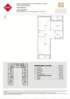 1 pokój, mieszkanie 57,34 m², piętro 4, oferta nr 2.04.D25, Ogrody Andersa IV, Gliwice, Wojska Polskiego, ul. J. Sowińskiego
