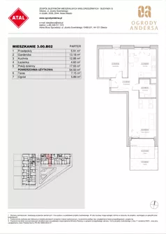 1 pokój, mieszkanie 54,50 m², parter, oferta nr 3.00.B02, Ogrody Andersa IV, Gliwice, Wojska Polskiego, ul. J. Sowińskiego