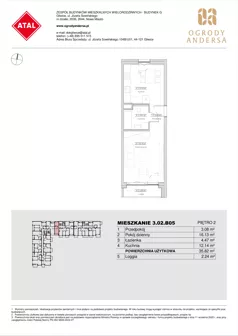1 pokój, mieszkanie 35,82 m², piętro 2, oferta nr 3.02.B05, Ogrody Andersa IV, Gliwice, Wojska Polskiego, ul. J. Sowińskiego