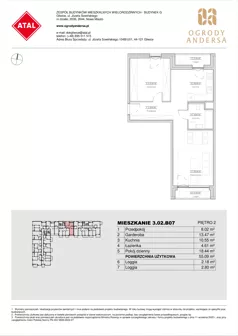 1 pokój, mieszkanie 55,09 m², piętro 2, oferta nr 3.02.B07, Ogrody Andersa IV, Gliwice, Wojska Polskiego, ul. J. Sowińskiego