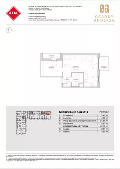 1 pokój, mieszkanie 42,16 m², piętro 2, oferta nr 3.02.C12, Ogrody Andersa IV, Gliwice, Wojska Polskiego, ul. J. Sowińskiego