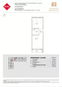 1 pokój, mieszkanie 35,82 m², piętro 3, oferta nr 3.03.B08, Ogrody Andersa IV, Gliwice, Wojska Polskiego, ul. J. Sowińskiego