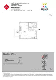 1 pokój, mieszkanie 33,84 m², piętro 2, oferta nr B11-K2-2-1, Żerniki Na Novo III, Wrocław, Żerniki, ul. Maxa Berga