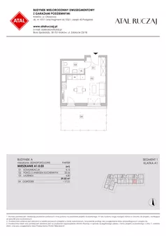 1 pokój, mieszkanie 29,52 m², piętro 2, oferta nr A1.2.11, ATAL Ruczaj, Kraków, Łagiewniki-Borek Fałęcki, Borek Fałęcki, ul. Obozowa